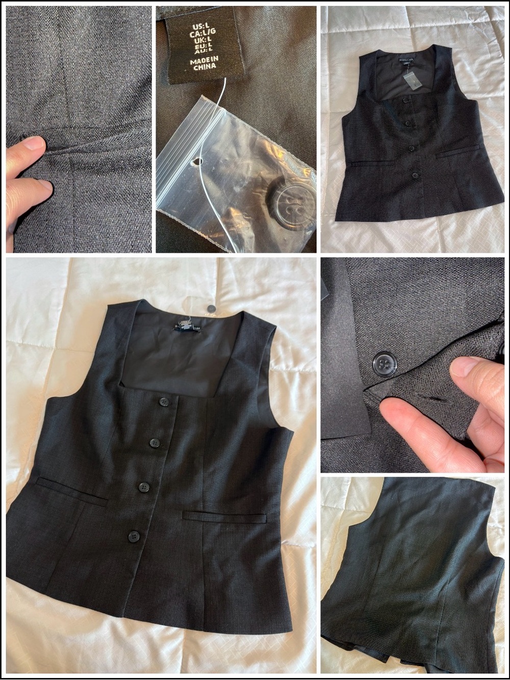 Sincerely Jules Black Lined Vest with Spare Buttons